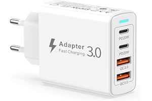 YEONPHOM Cargador USB C, 40W 4-Port Cargador Tipo C Carga Rápida Cargador USB Multiple PD&QC3.0 Enchufe USB Cargador Movil para iPhone 15/14/13,Samsung,Xiaomi