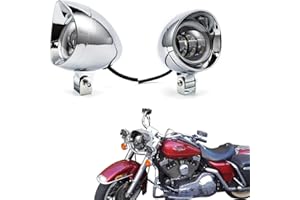 evomosa Motorcycle Fog Light 3'' 12V LED White Amber DRL Auxiliary Lamp Headlight for Cruiser Chopper Cafe Racer ATV SUV