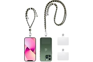 Olliwon Uniwersalny Smycz do Telefonu Pasek na Szyję i Nadgarstek, z Uniwersalnymi Naszywkami, Regulowany Pasek i Odłączany Smycz na Klucze, Kompatybilny z Większością Etui na Smartfony