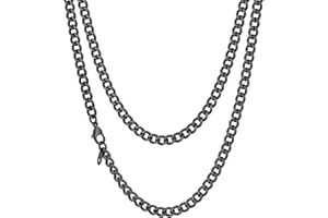 Richsteel Collar Hombre Cadenas Cubanas Acero Inoxidable para Hombres Mujeres Tono Plata/Oro/Negro, 3mm 6mm 9mm 12mm Ancho, 46cm 50cm 55cm 61cm 66cm 71cm 76cm Largos, Incluye Caja de Regalo