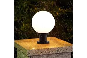 Chao Zan Modern Garden Post Light, Pillar Lights Globe Ball Outdoor Waterproof, Fence Bollard Decking Gate Post Lights (Φ:20cm)