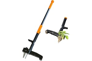 EEIEER Weeder Tool Weed Puller with Stainless 4 Claws and Foot Pedal, Dandelions Root Remover, Stand Up Lawn Garden Tool Stainless Black handle