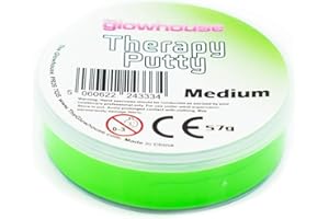 THE GLOWHOUSE Premium Therapieknete, Quetschbar, ungiftig, Handübung, Anti-Stress, für Erwachsene und Kinder, 57 g (Grün - Medium)