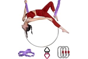 PRIOR FITNESS Aerial Hoop Kit de cerceau aérien professionnel Lyra Hoop, 85 cm/95 cm/100 cm, 5 tailles, en acier inoxydable, équipement d'anneau aérien à point unique, avec matériel de glissement, pour la maison,