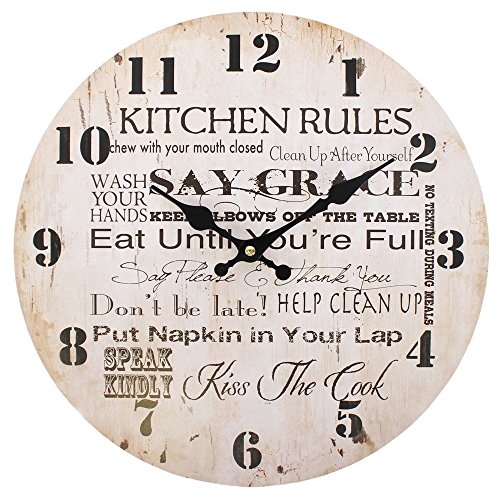 Kitchen Rules 35123 - Große Rustikale Retro Küchen Uhr 34cm