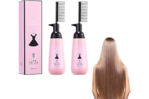 Agoto 3-second Silk & Gloss Hair Straightening Cream, Hair Straightening Treatment for Curly Hair, Straight Cream with Built?in Comb, Hair Straightening Balm for All Hair Types (2pcs)