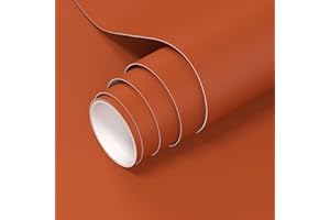 VOLEAAR Orange Contact Paper,Peel and Stick Wallpaper 40CM x 1000CM Vinyl Waterproof Self Adhesive Removable Wall Paper for Kitchen Bedroom Bathroom Countertop