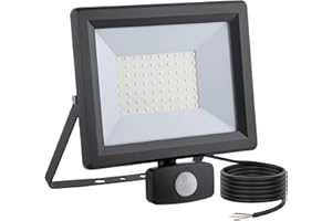 lNGRIKT 50W Security Lights with Motion Sensor, Super Bright 5000 Lumen PIR Flood Light, IP65 Waterproof LED Sensor Floodlight Outdoor, 6500K Cool White for Garage Garden Pathway, with 1.5M Wire