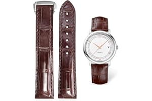 FOUUA Pasek do zegarka Omega skórzany pasek do zegarka 19 mm 20 mm 21 mm aligator tłoczony zapasowy składane zapięcie bransoletki srebrny