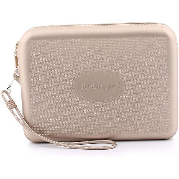 Sac De Plage Havaianas En Silicone Métallisé Argent - Nécessaire étanche, Fermeture éclair, Dragonne - 23x17x4.5 Cm