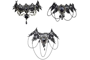 ieron Gothic Halsband Set 3 delar Svart Spets Choker Halloween Spets Choker Halsband Vampyrkedja för kvinnor Kostymsmycken fö