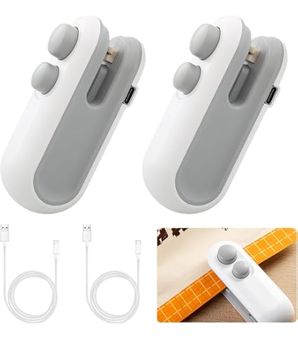 Taiso Sigillatrice Per Sacchetti Portatile 2-in-1 Con Taglierina, Ricaricabile USB, 3 Modalità, Batteria 1300 MAh, Bianco