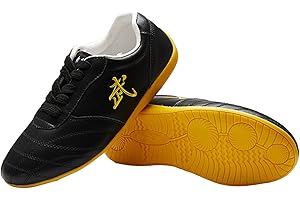 FORCEROUTE Kung Fu Schuhe,Tai Chi Schuhe Leder,Unisex,Shaolin Qi Gong Trainer Wing Chun Schuhe,Kinder,Männer Frauen,Atmungsaktiv,Leichtgewicht,Anti-Rutsch,für Täglich Ausbildung Morgen Übungen