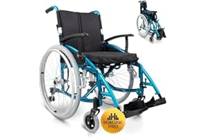 Mobiclinic® pro, Silla de ruedas venecia, Plegable, Premium, Extracción con un botón, Cojín grueso, Aluminio, Respaldo partido, Cinturón seguridad, Estética deportiva, Altura regulable