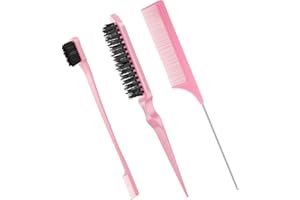 AUXSOUL 3 pezzi Spazzola Pettini per Styling Capelli, Professionale a Doppio Bordo, Spazzola per Bordi Pettine a Coda Topo,per Styling, salone parrucchieri