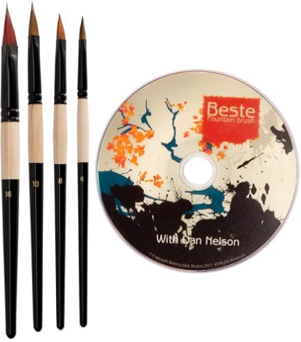 KINGART 1000H 4 PC. Original Gold Series Premium Golden Taklon, Multimedia Artist Brush Set, Short Handle, Gift Boxed, Set of 4 - Assorted Styles