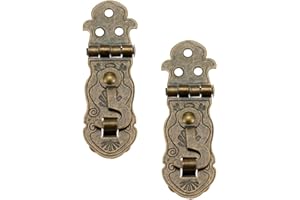 Tiazza 2Pcs Vintage Style Notebook Hasp 90 Degree Hardware Bronze Tone Metal Antique Latch Diary Jewelry Wood Box Catch Latch Hook Lock Hasp Decor