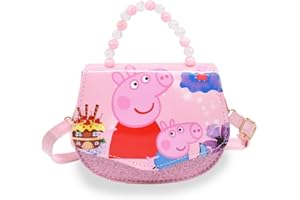 SWZY Kinder Umhängetasche, Pink Pig Mädchen Handtasche, with Verstellbarer Schultergurt,für Mädchen zum Ausgehen oder Reisen,Cartoon Schulter-Tasche (18 * 15 * 7cm