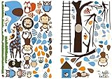 Colorfulworld® XXXL! Dschungel-Zoo: Affe Giraffe Elefant & Eule Wandtattoo Wandaufkleber Wandsticker Kinderzimmer Geschenk Gr.60*90cm x2pcs - 6