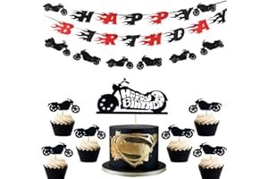 JeVenis Set di 9 striscioni compleanno moto decorazione compleanno moto Scooter Cake Toppers Decorazione compleanno