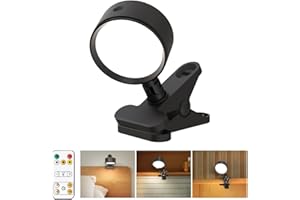 GOVSSING Rechargeable Clip On Light with 5000mAh Battery, Eye Caring Clip on Lamp with Touch & Remote with 360° Rotation, USB Clamp Bed Light 3 Color Modes & Dimmable for Book Headboard Bedside Reading Desk
