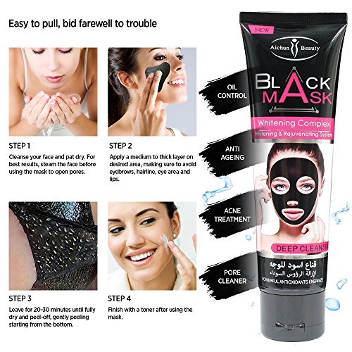 Mitesser Entferner Maske – (100 g)Vena Beauty Mitesser Entfernungs-Maske, Akne Maske, Reinigungs-Maske, Gesichtsmaske schwarz - 3