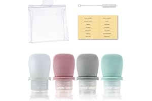 RILYSUN Set di bottiglie da viaggio in silicone per articoli da toeletta, contenitori comprimibili ricaricabili a prova di perdite, contenitori da viaggio da per shampoo, balsamo, lozioni (38ml)