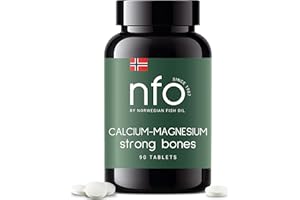 NFO CALCIUM-MAGNESIUM [90 Tabletten] Norwegischer natürlicher Komplex mit Calcium-Magnesiummineralien und mit Vitamin K und Vitamin D zur Stärkung von Knochen und Zähnen Ein hochdosiertes Produkt