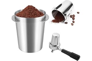 EXIN DECHEN Kubek z sitkiem do kawy, kubek dozujący ze stali nierdzewnej, 58 mm kubek dozujący do kawy, dozownik proszku, młynek do kawy, kubek z dozownikiem, do ekspresu do espresso, srebrny