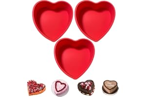 REECAGO Heart Shaped Cake Tin, 3pcs 6 Inch Silicone Love Cake Moulds, Cake Baking Pan Non-Stick Quick Release Suitable Baking Tray for Muffins Puddings Bread