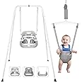 Zenzres 2 in 1 Toddler Swing ＆ Jumper, Swing Set for Indoor/Outdoor, Baby Jumpers and Bouncers, Easy to Assemble & Store, Suitable for Aged 6 Months to 10 Years Old(grey)