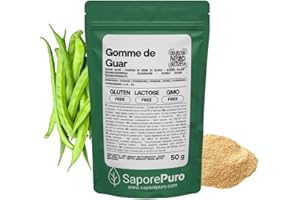 Saporepuro Farine de graine de Guar - Gomme de Guar - 50 gr - Idéal pour les glaces et sorbets - Pure 100%
