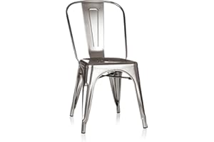 ‎HJH OFFICE hjh OFFICE 645025 Bistrostuhl VANTAGGIO Comfort Metall Platin Silber Stuhl im Industry-Design, stapelbar