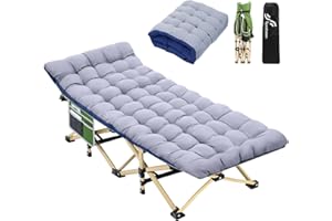 SPORTNEER lit de Camp avec Matelas pour Adultes, 71/81cm lit de Camp Pliable 1 Personne Charge Jusqu'à 204 Kg pour Camping, Les Voyages, la Maison, Jardin