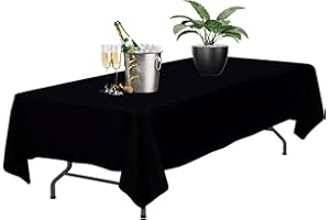 Bea's Party Mantel Rectangular Negro de Tela Poliester 152 cm x 320 cm, Mantel para Mesa Grande Lavable,Mantel para Restaurantes, Catering, Bodas, cumpleaños