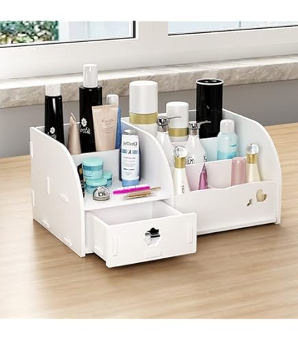 Vtopmart Organiseur De Maquillage Transparent à 3 Niveaux Avec Tiroir, Rangement Pour Commode