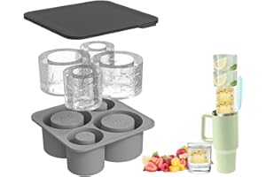 JOYSKY Eiswürfelformen für Trinkbecher,4 Stück Silikon-Hohlzylinder-Eisform mit Deckel für Gefrierschrank, Eisgetränk, Saft, Stanley Cup Original, kompatibel mit 20-Unzen-,30-Unzen-,40-Unzen (Schwarz)