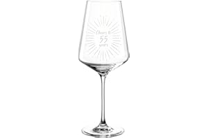 EKM LIVING Leonardo Puccini Verre à vin, 560 ml, avec gravure Cheers to 55 ans, cadeau 55e anniversaire, idée de cadeau pour anniversaires, mariages, anniversaires, fêtes, pour femmes, hommes, (verre à vin 55)