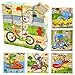 Produktbild PROW Holz 3D Cube Block Jigsaw Baby Kleinkind Kinder Spielzeug Sicheres Holz Bausteine Puzzles-16 Pcs (Tier Traffic Series)