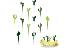 FAMIDIQGO Lot de 12 mini brochettes de fruits de cactus-Réutilisables pour enfants-Fourchette à fruits-Cure-dent-Décoration de fourchette de fruits-Décoration de fourchette