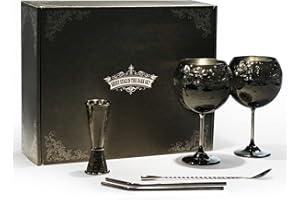 SHINY STAR IN THE DARK SKY Verres à Gin Tonic, Ensemble de Verres à Cocktail en Acier Inoxydable, Cadeau Parfait pour les Amateurs de Gin - 680 ml - Noir.