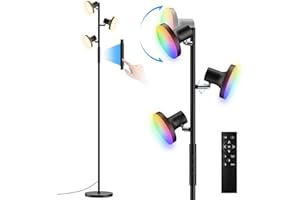 ‎SIBRILLE SIBRILLE 36W Stehlampe LED RGB Deckenfluter LED Dimmbar 2500LM mit Fernbedienung & Berührung 2700K-6500K, 3-Licht Leselampe Stehleuchte Moderne Stehlampe für Wohnzimmer Schlafzimmer Büro Hotel