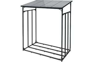 Toboli Leñero de Exterior hasta 2000 kg de 185 x 83 x 185 cm Estante leña Chimenea en Acero con Recubrimiento en Polvo Techo Inclinado Ideal para Proteger y organizar leña en Exteriores