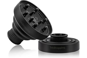 TEKSHOPPING Diffusore in Silicone per Phone Asciuga Capelli con Collo da 4.2 – 4.8 cm Asciugacapelli Richiudibile | Dimensioni in Descrizione per Compatibilità Col Vostro Phone | Colore Selezionabile (Nero)