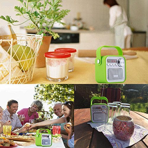 Altoparlanti Bluetooth con Radio, Radio Portatile FM Wireless della Cucina - 5W 2200mAh Basso Potente, Ingresso USB e AUX TF Scheda, Microfono Incorporato, per Smartphone e Tablet e PC VOOKI