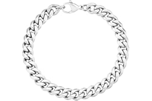 AYOUYA KRKC&CO Herren Armband, 18K Gold Vergoldet/Silber Farbe Edelstahl Cuban Armband 8/10/12mm, Nickelfrei Hip Hop Gliederarmband Panzerkette Armband für Männer Herren 17-23cm