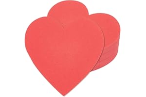 SOFPLATE 50Pcs Red Heart Paper Cut Outs 4 Inch Valentine's Day Cutouts Heart Shaped Bulletin Board Cardstock with 50Pcs Round Double Sided Tape for DIY Crafts Projects Party Home Wall Decorations