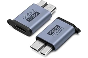 Seminer USB C zu Micro B Adapter (2 Pack), USB 3.0 10Gbps Festplattenkabel USB C Kompatibel mit Toshiba, HDD, Seagate, WD, Galaxy S5 Note 3, HDD etc