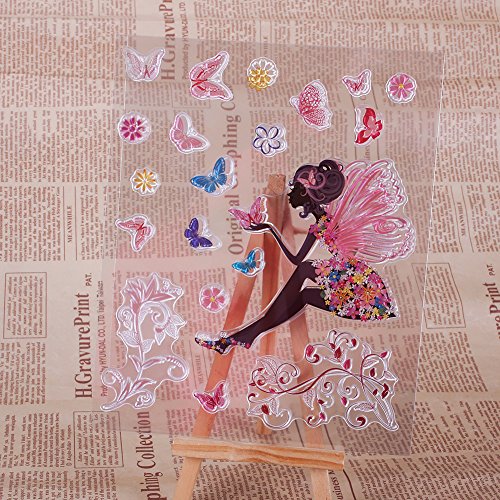 zhuotop Elegante Little Fairy Muster DIY Große transparent Gummi Stempel Seal DIY Craft Scrapbooking Decor - 3