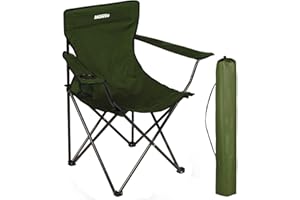 Munnie Folding Camping Chair | Lightweight Heavy Duty Outdoor Chair | With Armrests, and Cup Holder | Extra-Wide 100kg Capacity per Chair | Included with Carry Bag (Green)